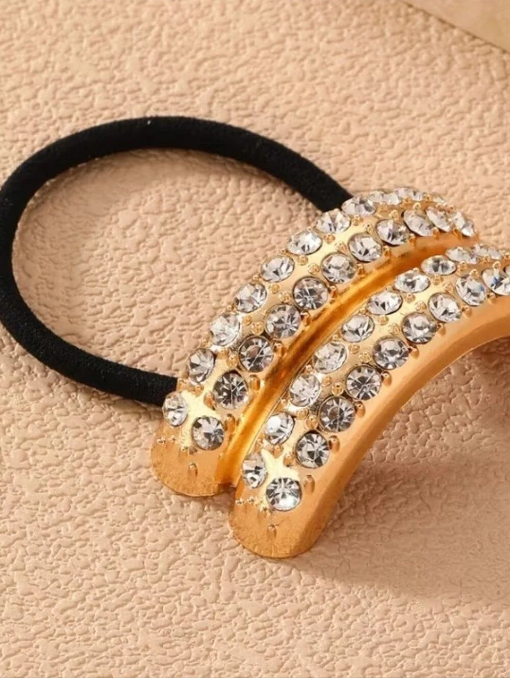 NEW! Gold Sparkly Rhinestones Elastic Hair Ties Band- Set Of 3